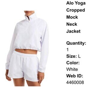 Alo Cropped 1/4 Zip Alumni Pullover White Size L